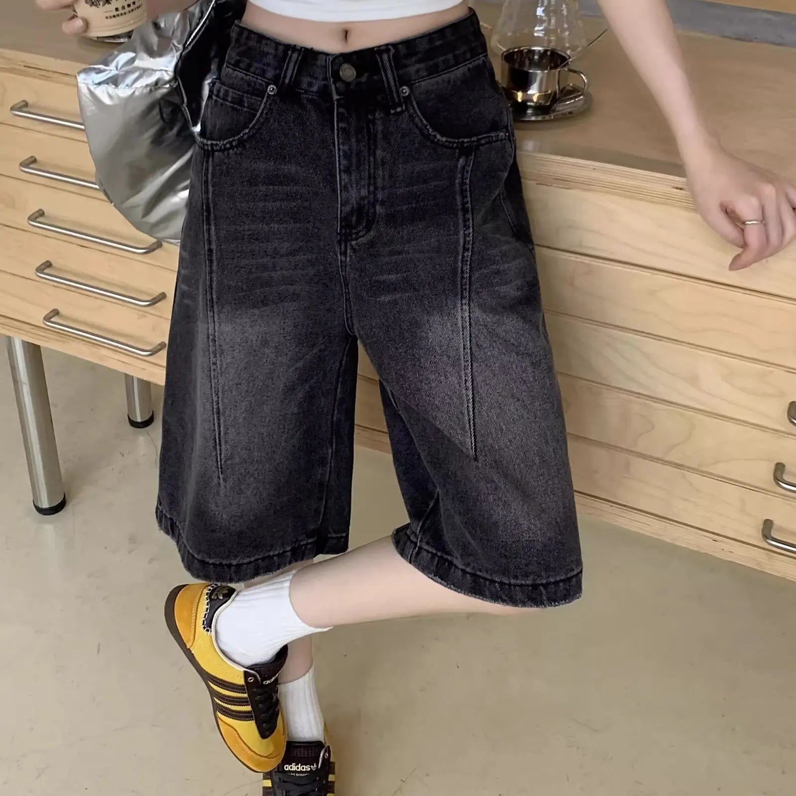 Women's Jeans Jeans Lifts Buttocks 7-point Pants Shoujo Girl Style Coquette Denim Woman Pants Women's Blue Shorts Baggy Jorts